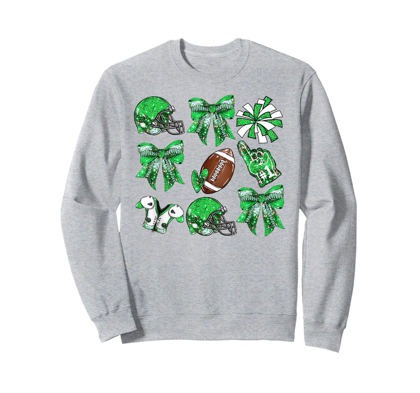 Green Coquette Bow Football Game Day Women Girls Kids T-Shirt