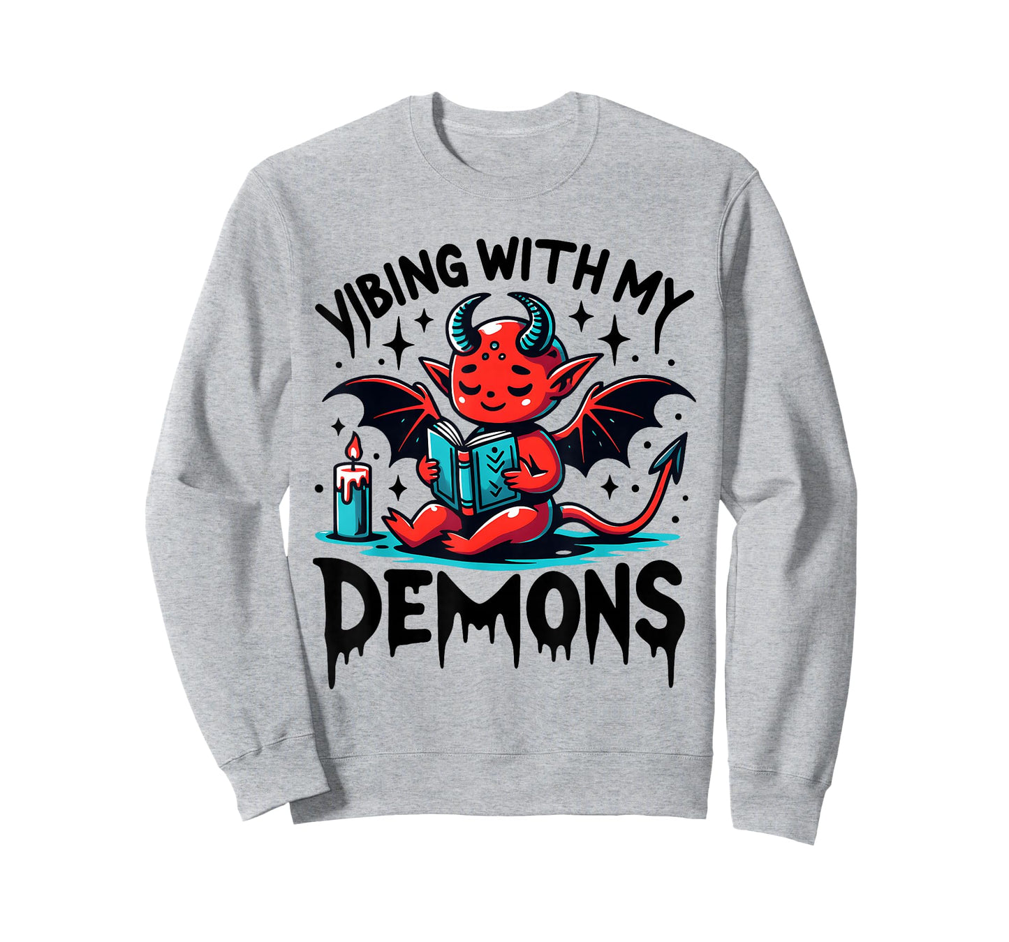 Vibing with My Demons Cute Devil Aesthetic Quote T-Shirt