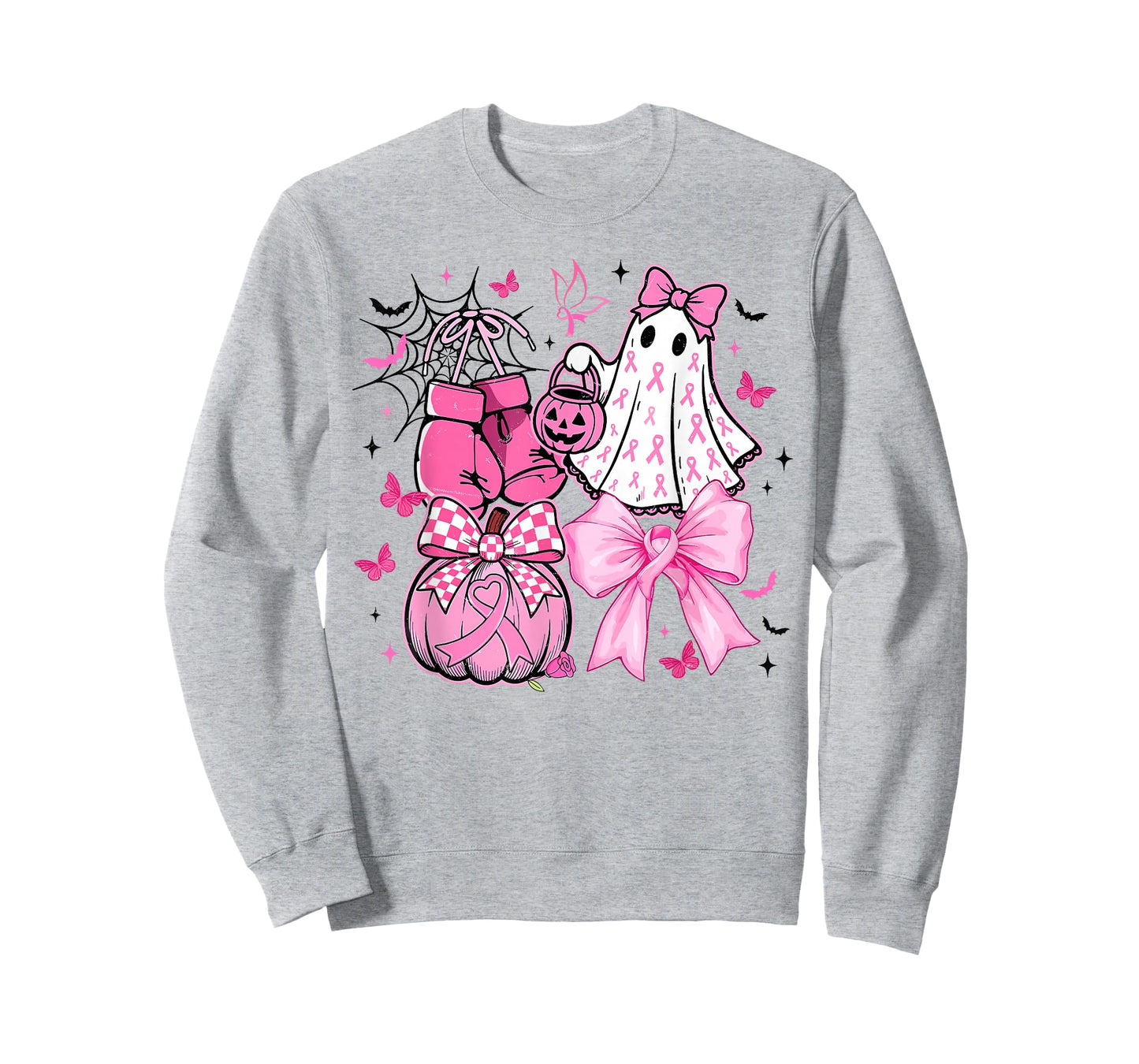 in October We Wear Pink Coquette Bow Ghost Breast Cancer T-Shirt