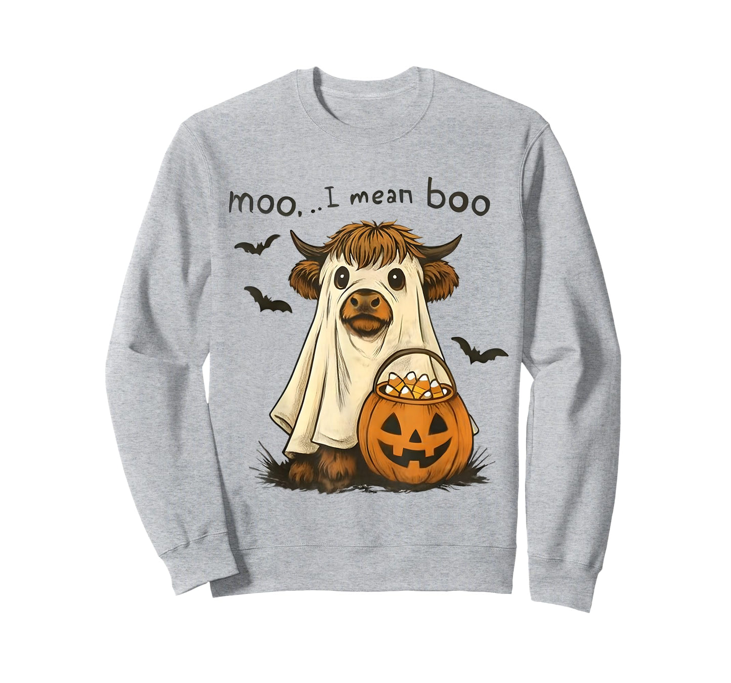 Funny Highland Cow Ghost Costume Spooky Halloween Outfit T-Shirt