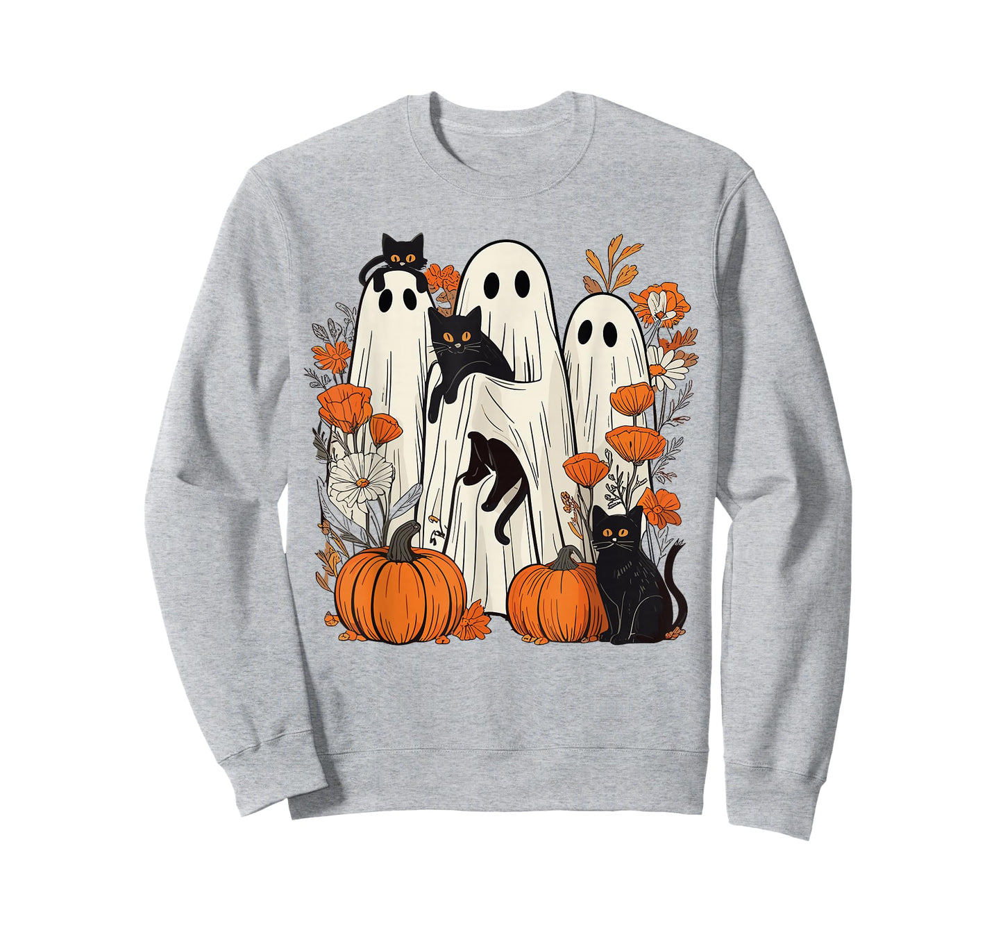 Retro Halloween Ghost Holding Black Cat Costume Men Women T- T-Shirt
