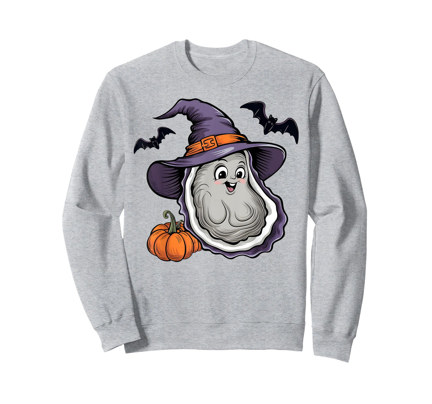 Funny Pumpkin Bat Witch Costume Oyster Halloween T-Shirt