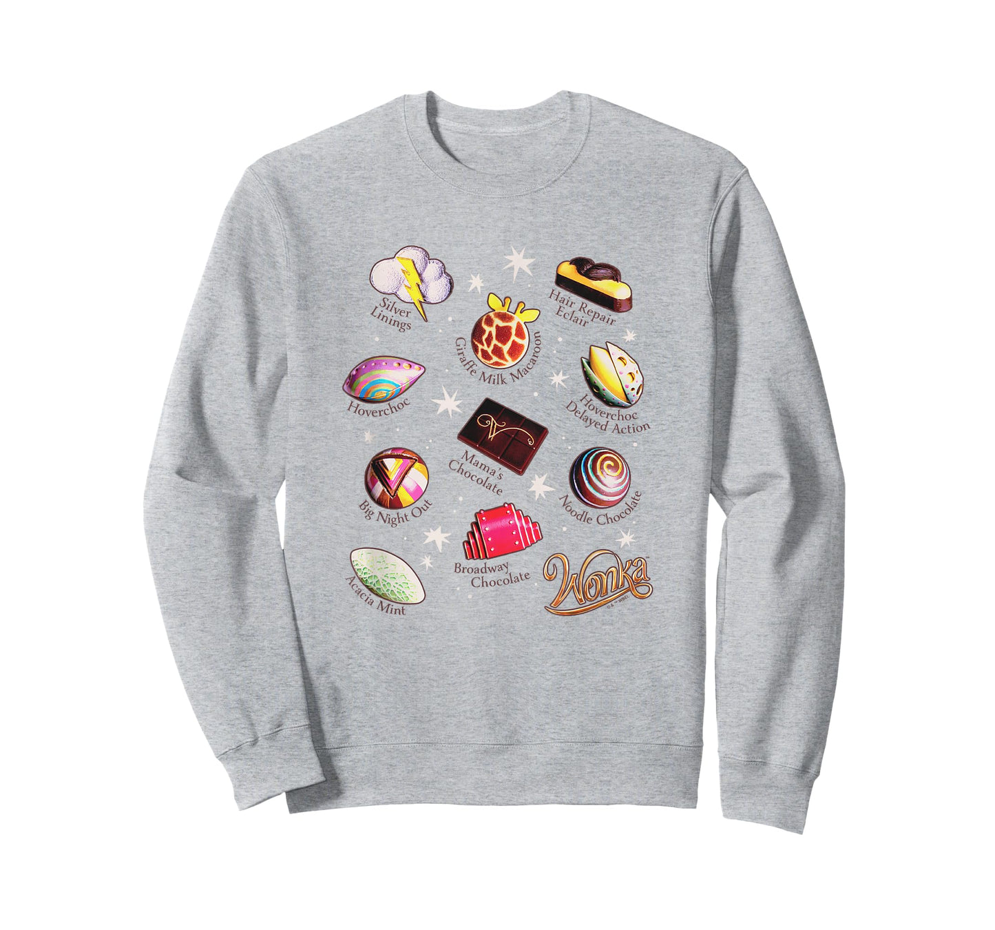 Wonka Brand Vintage Chocolate Variety Collage T-Shirt