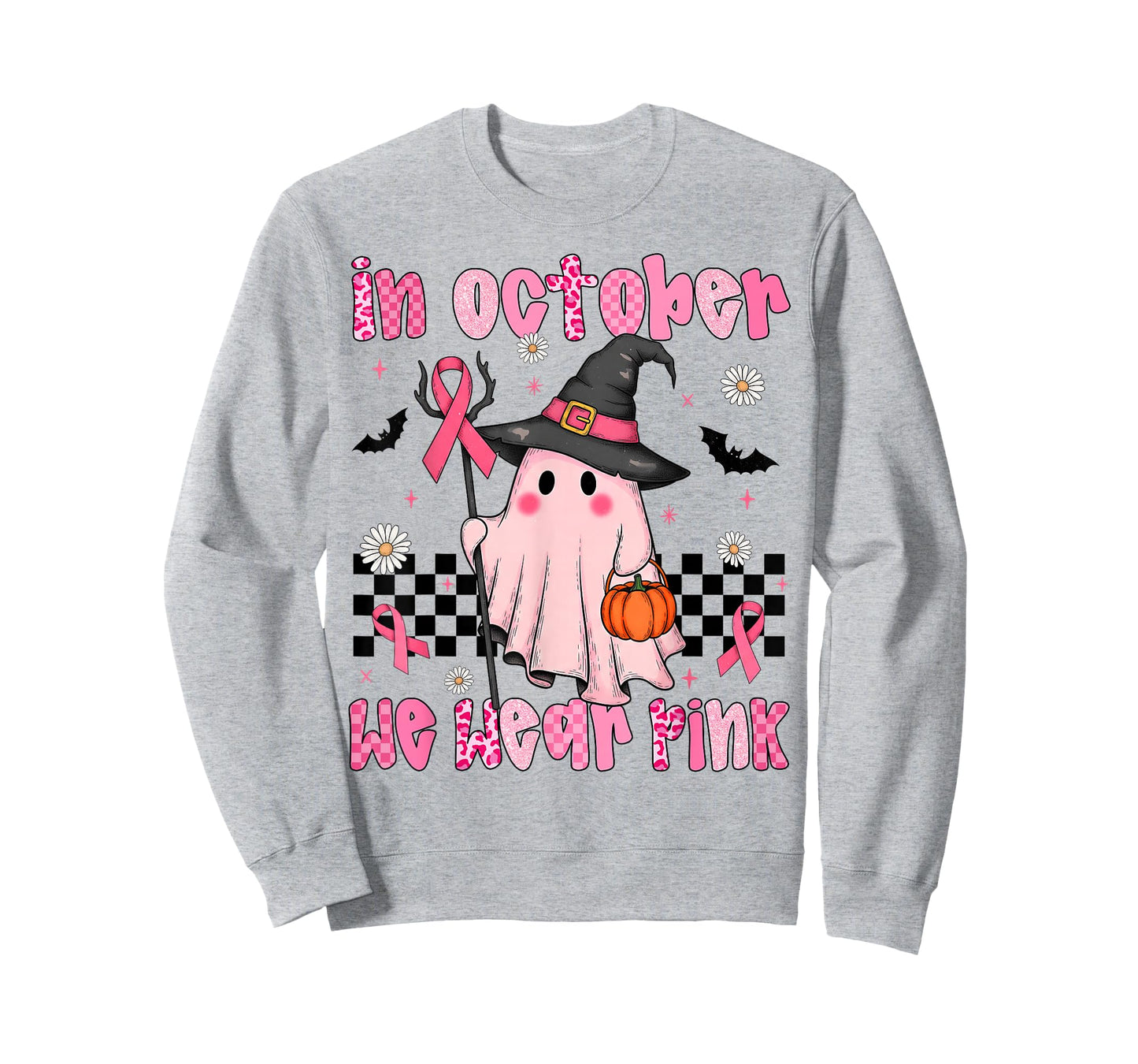 Breast Cancer Awareness In October We Wear Pink Ghost Ribbon T-Shirt