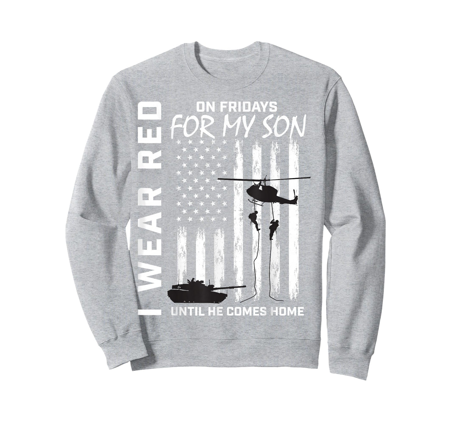 I Wear Red Friday Son Military Support Our Troops USA Flag Women Men T-Shirt