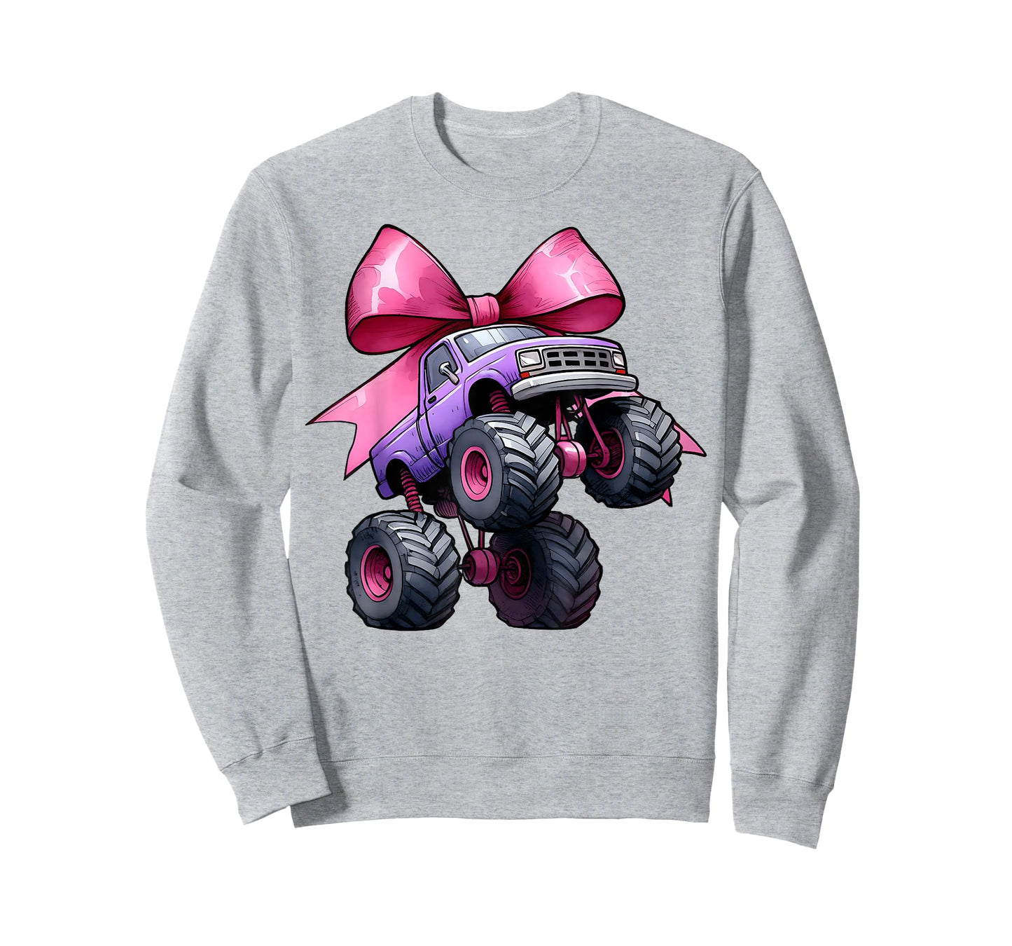Coquette Bow Monster Truck Mothers Day Pink Ribbon Mom Girl T-Shirt