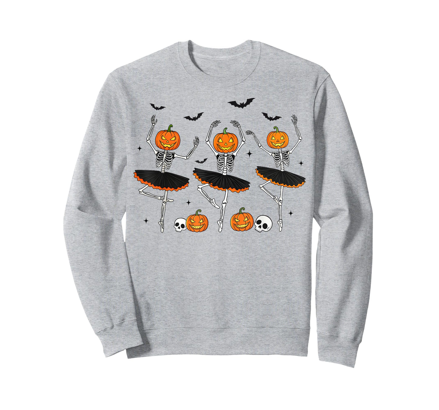 Ballet Pumpkin Dancing Skeleton Scary Halloween Girls Women T-Shirt