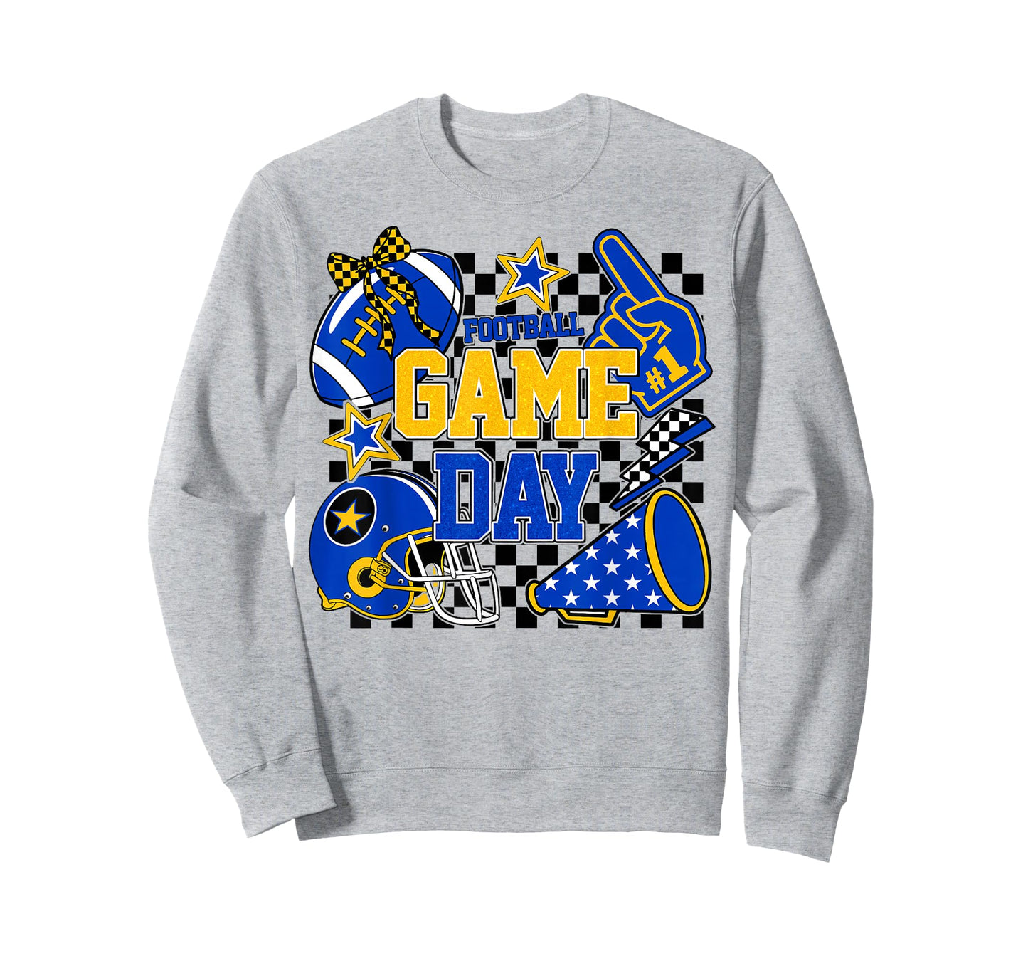 Game Day Football Touchdown Season Team Spirit Blue Gold T-Shirt