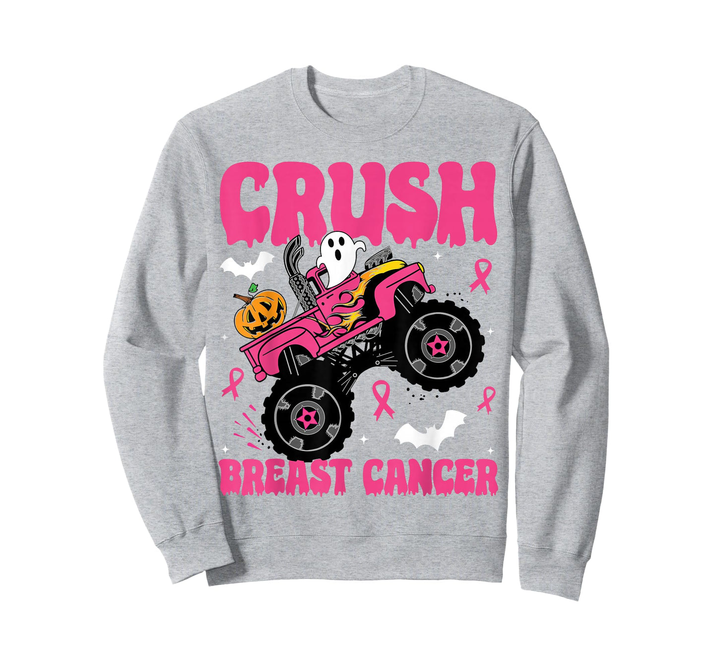 Crush Breast Cancer Awareness Monster Truck Halloween kids T-Shirt