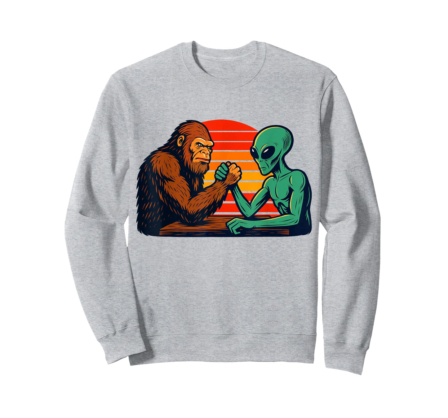 Funny Arm Wrestling Bigfoot Alien T-Shirt