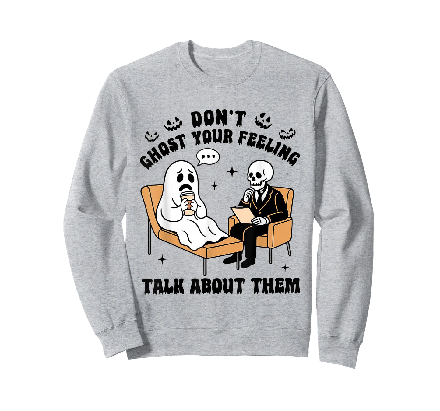 Retro Don't Ghost Your Feelings Mental Health Halloween T-Shirt