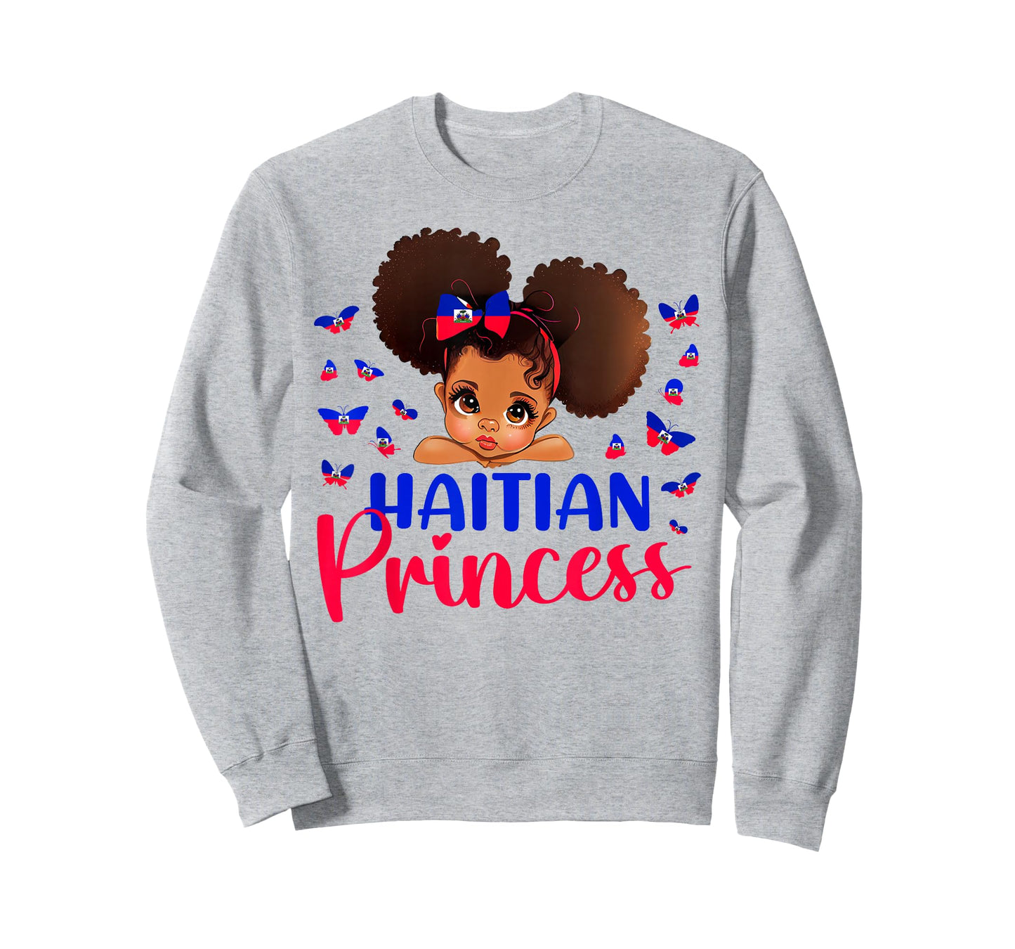 Haitian Princess Haiti Flag Melanin for Black Girls Kids T-Shirt