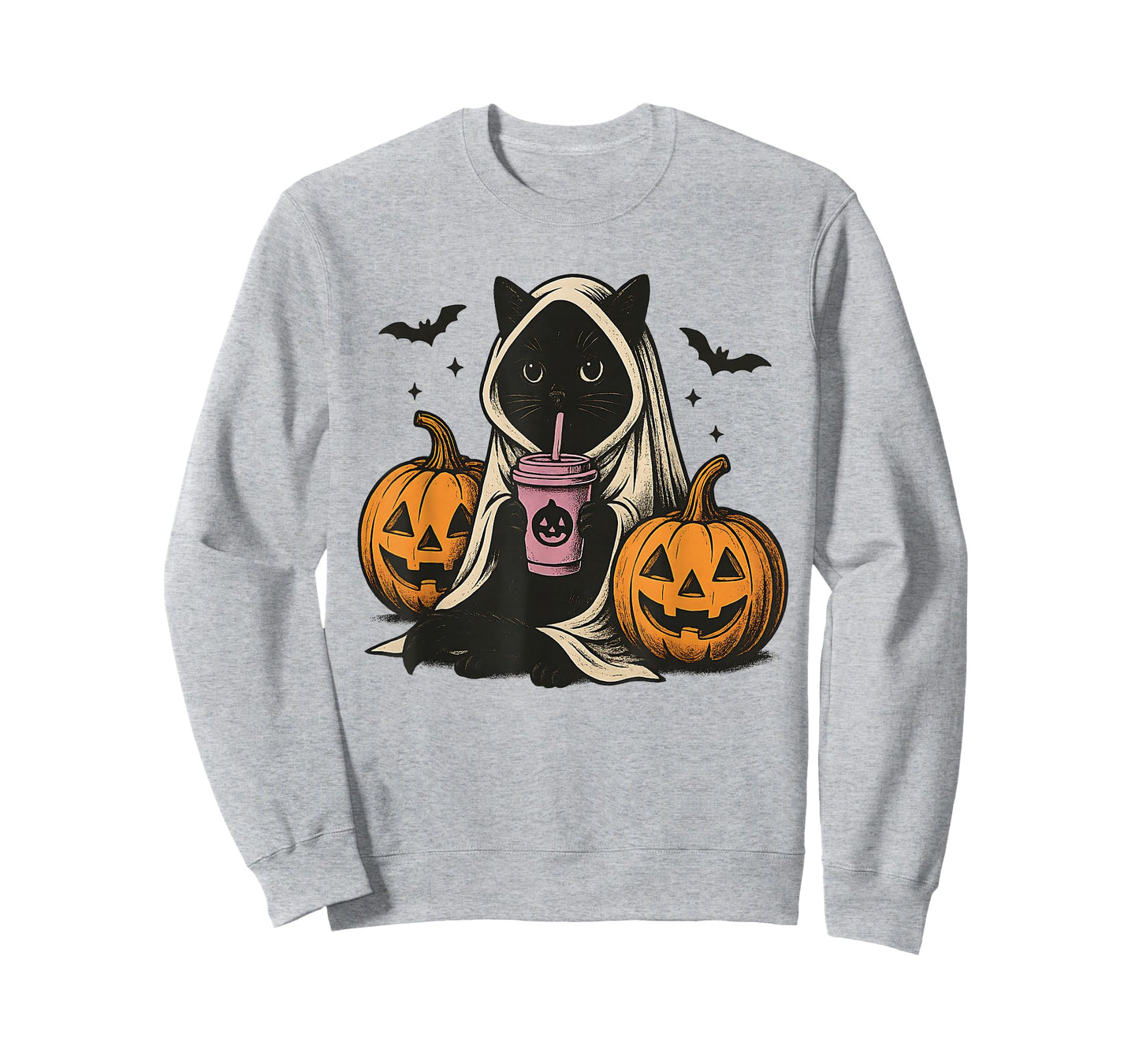 Black Cat Ghost Halloween T-Shirt