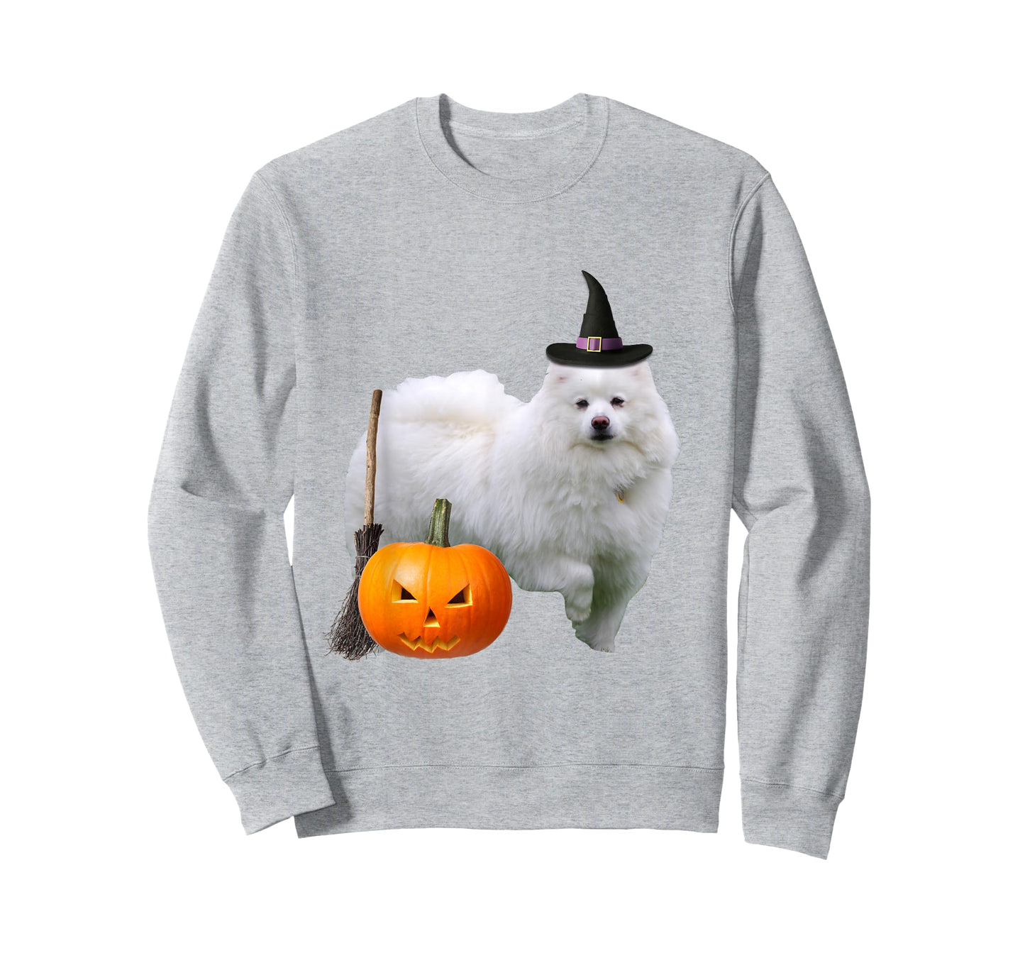 American Eskimo Witch Hat Halloween Dog T-Shirt for Men Women Kids