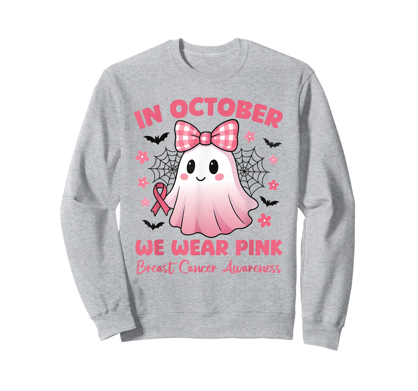 in October We Wear Pink Cute Ghost Awareness T-Shirt