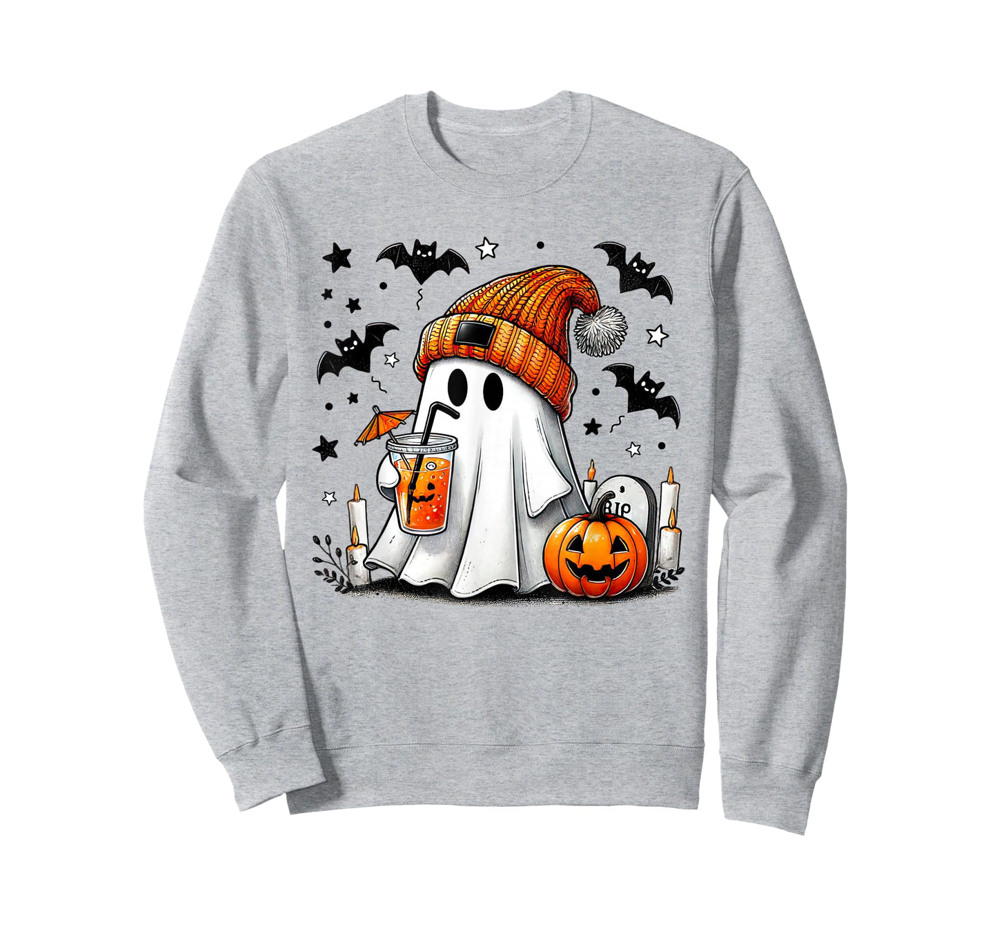 Cute Ghost Drinking Coffee Halloween Ghost Coffee Womens T-Shirt