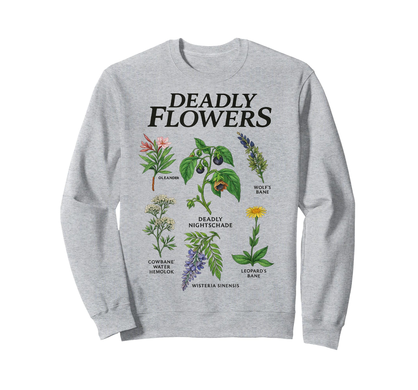 Deadly Flowers Gothic Botanical Poisonous Plants Men Women T-Shirt