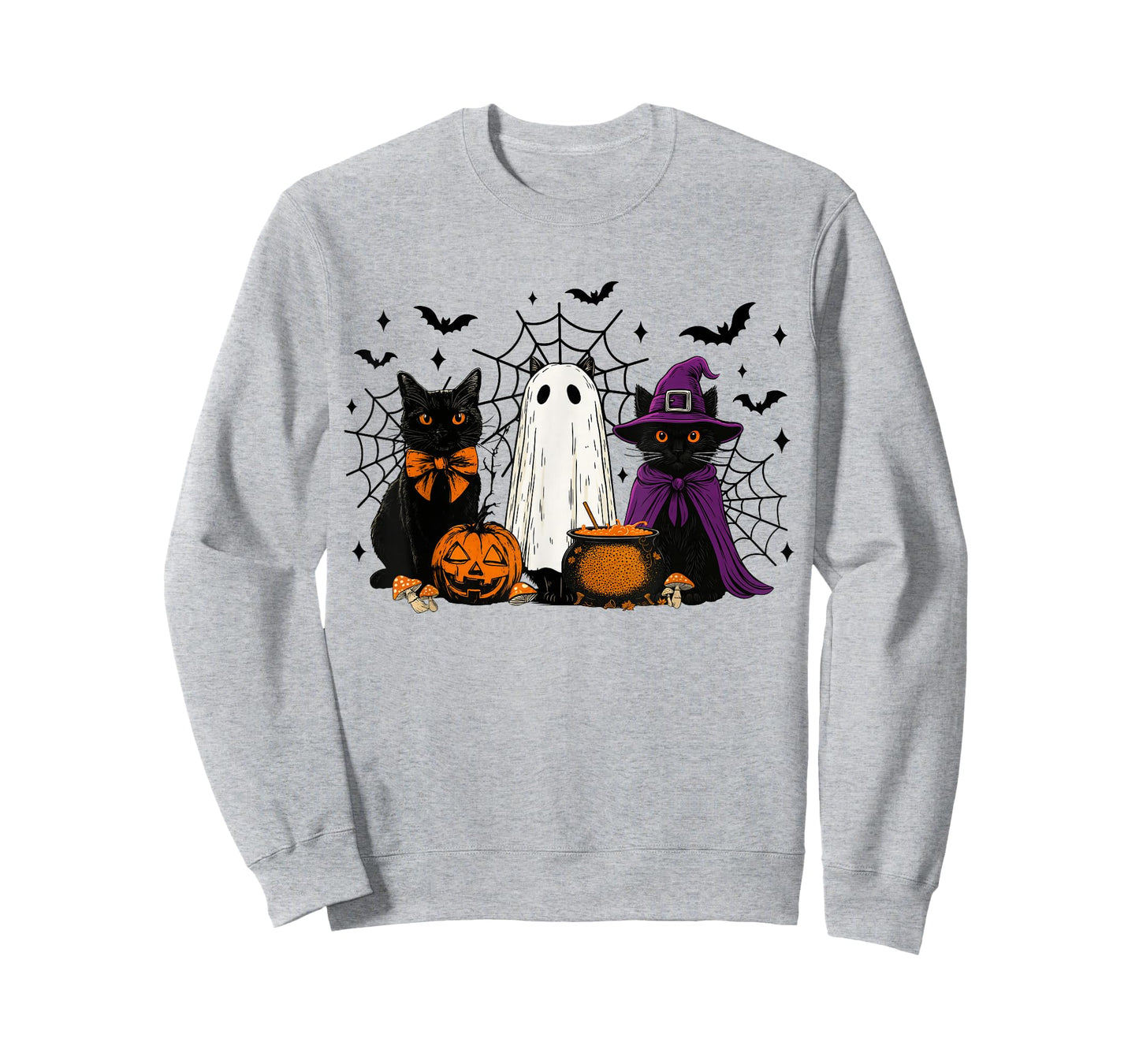 Spooky Witch Black Cat Halloween Pumpkin for Men Women Kids T-Shirt