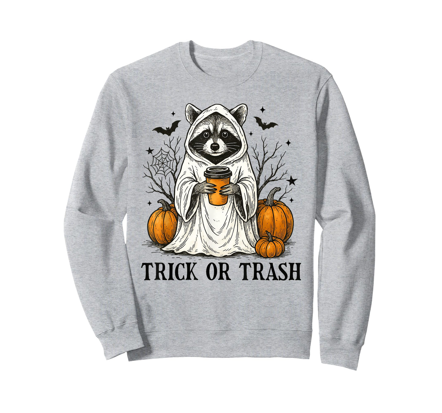 Trick Or Trash Halloween Cute Ghost Raccoon Trick Or Treat T-Shirt