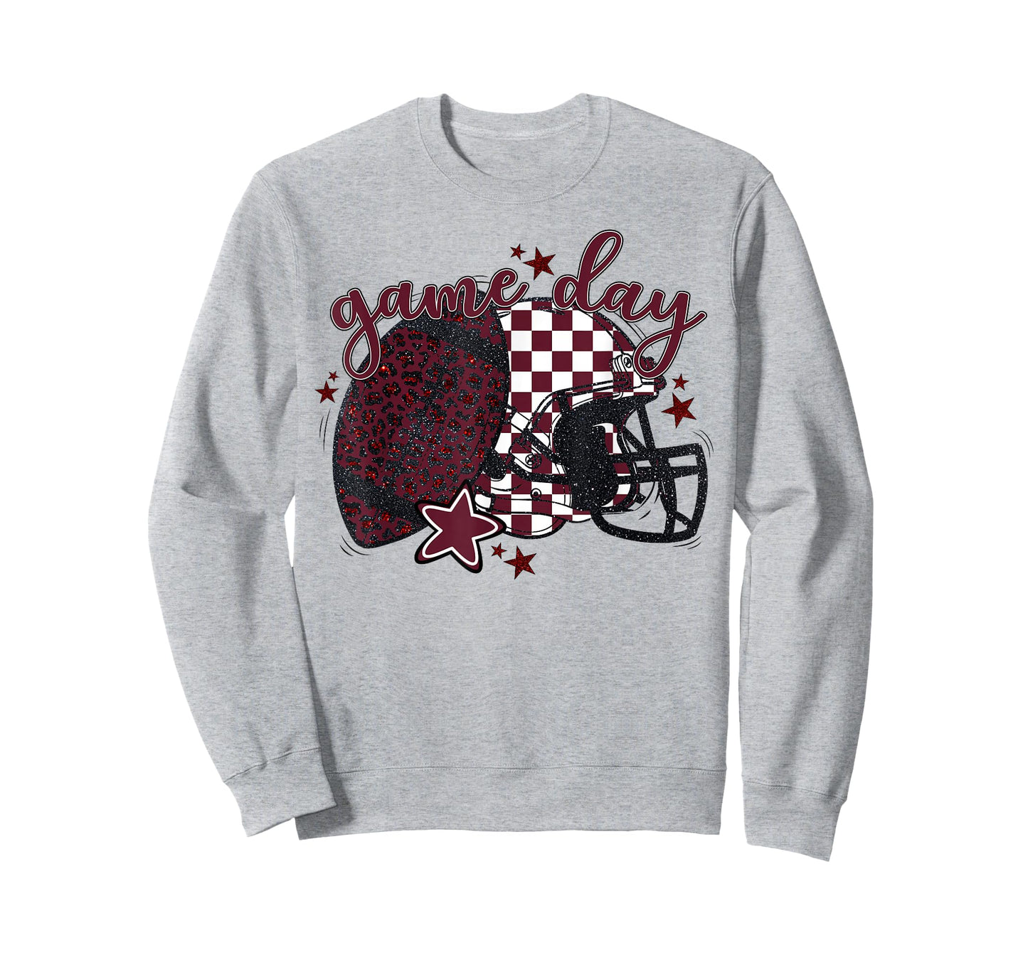 Maroon Leopard Game Day Football Touchdown Season Men Boys T-Shirt