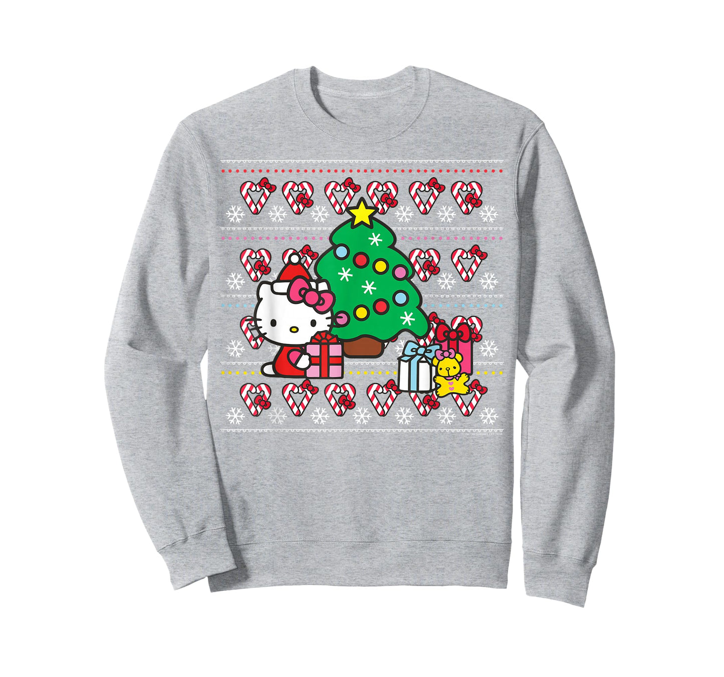 Hello Kitty Candy Cane Christmas Sweater Tee Shirt T-Shirt