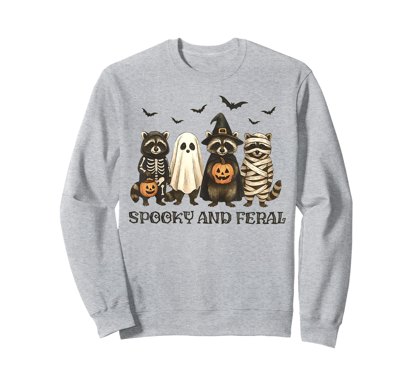 Spooky and Feral Halloween Cute Ghost Raccoon Trick Or Treat T-Shirt