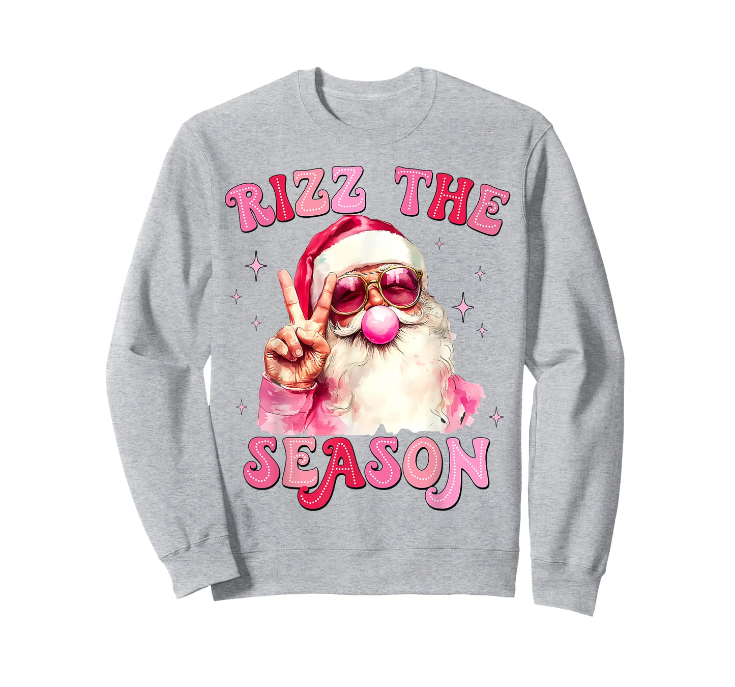 Rizz The Season Santa Pink Bubble Gum Rizzmas Christmas Kids T-Shirt
