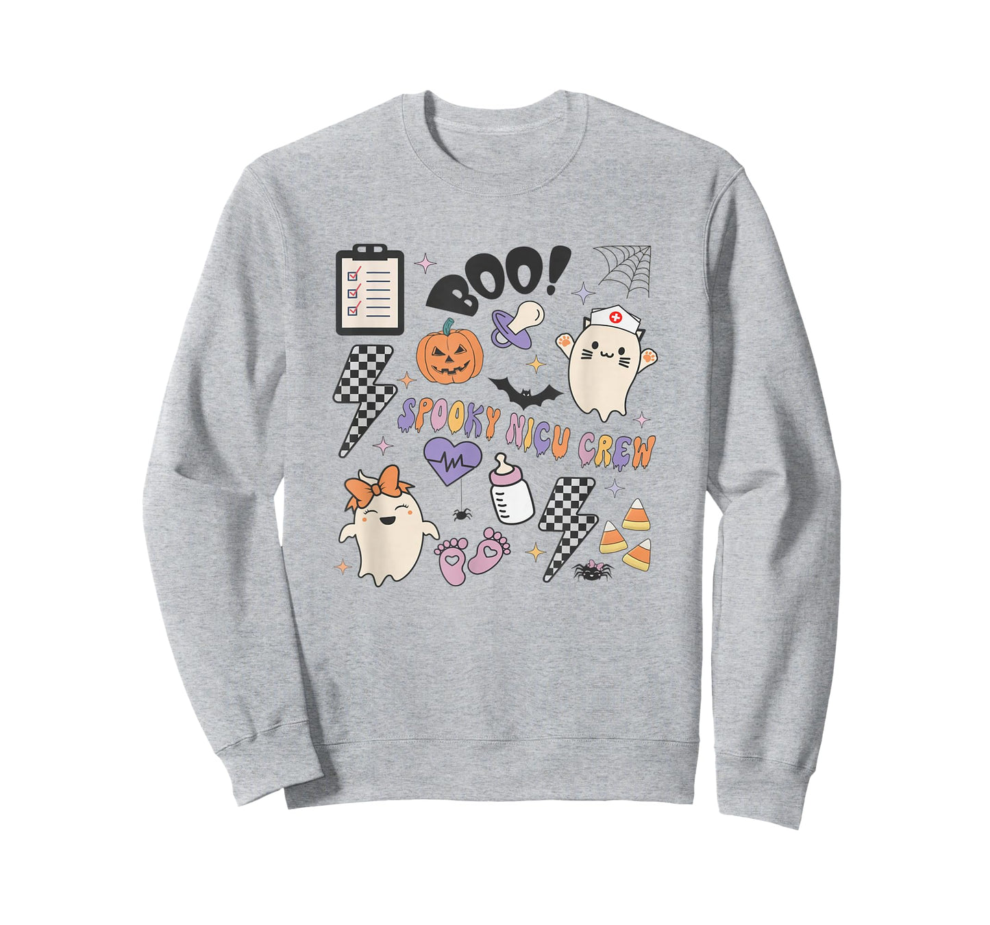 Retro Spooky NICU Nurse Halloween Cute Pumpkin Ghost Women T-Shirt