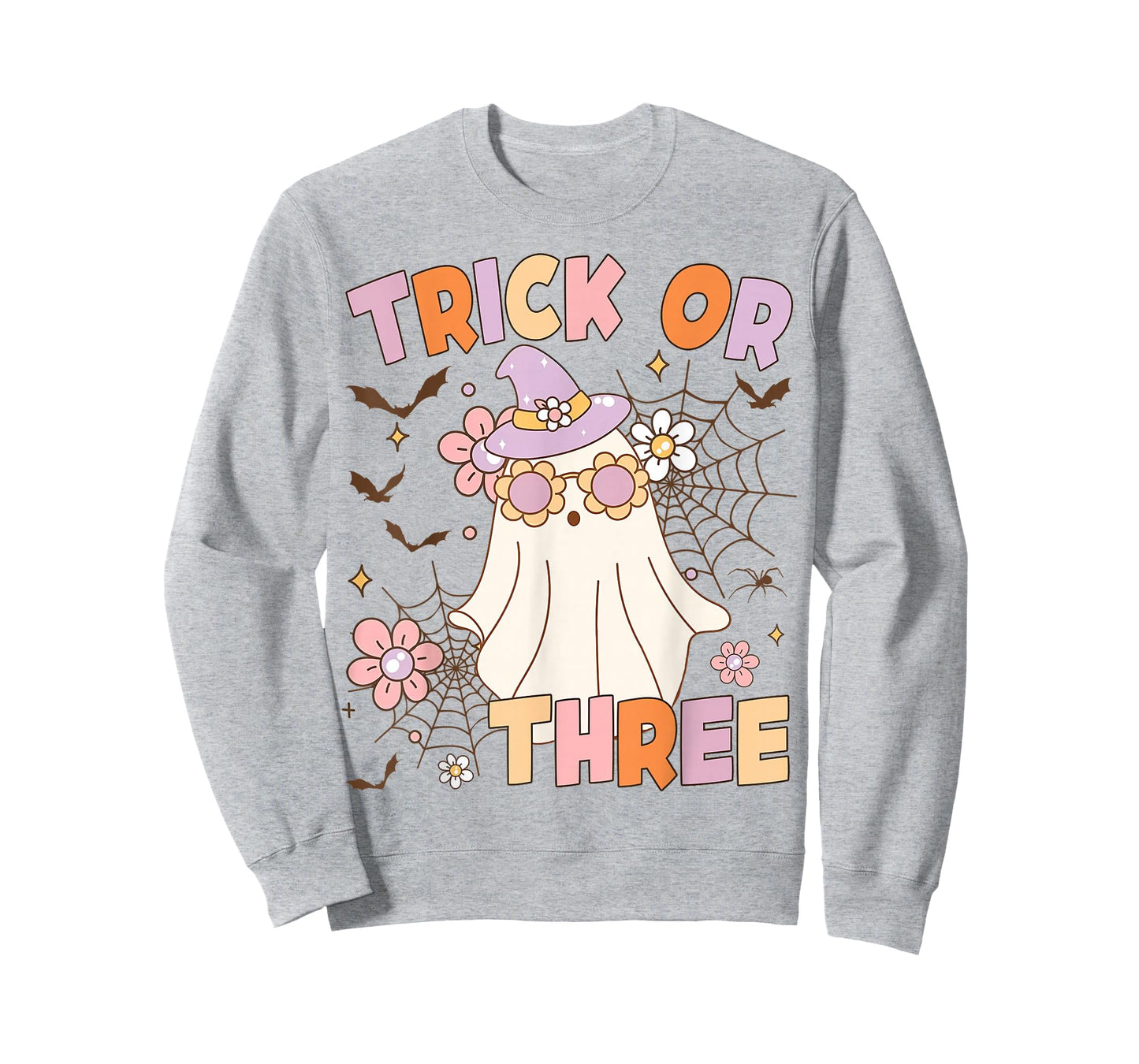 Trick or Three Cute Ghost Groovy 3rd Birthday Spooky 3 Years T-Shirt
