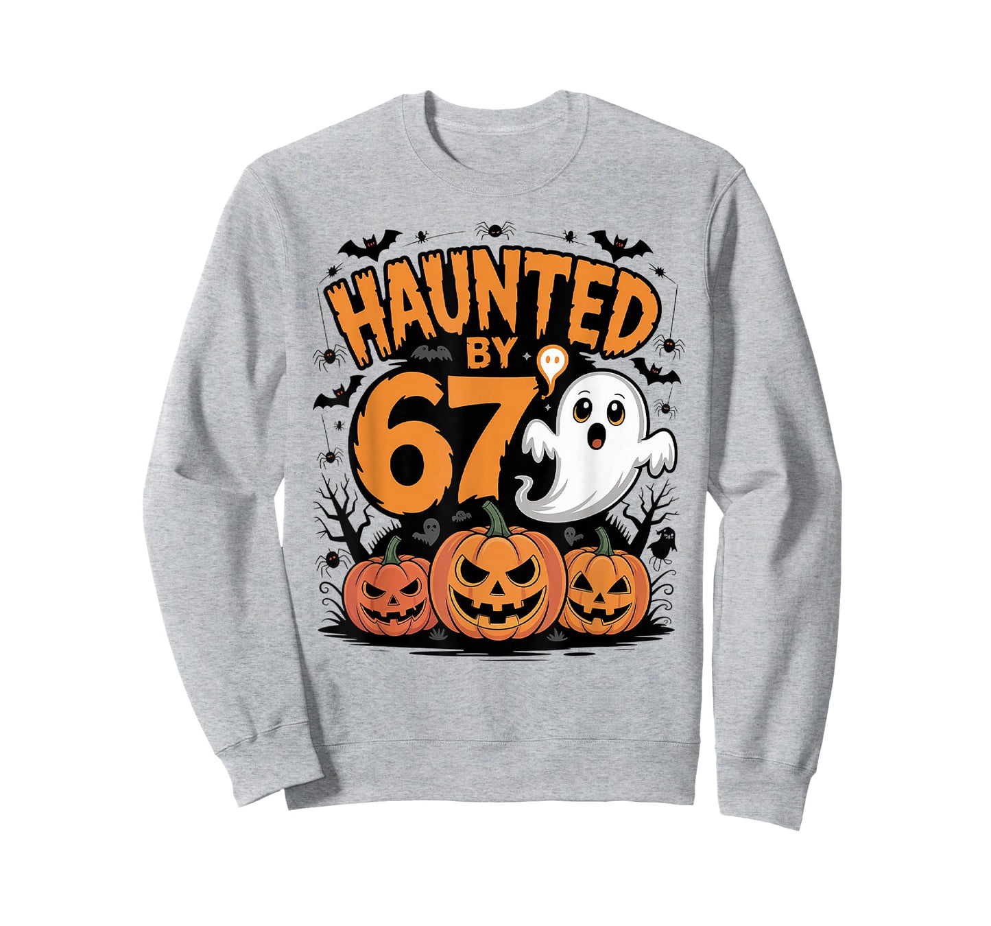 Funny Ghost Bat Pumpkin Halloween - Haunted by 67 T-Shirt