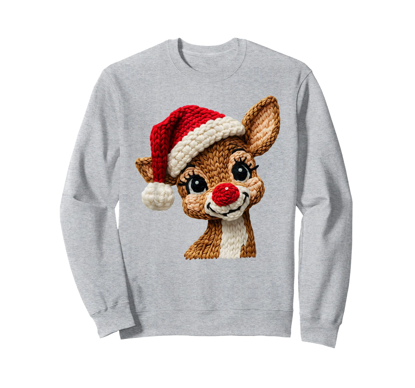 Crochet Reindeer Face Merry Christmas Girly Kids Toddler T-Shirt