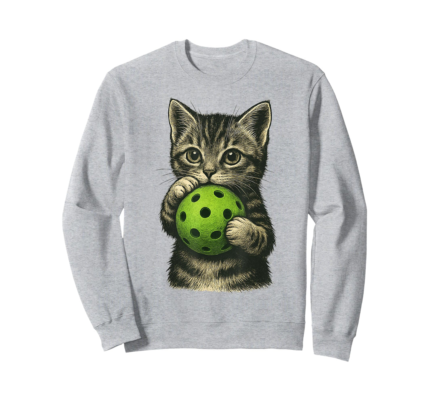 Cute Cat Playing PickleBall Kitten Lovers Pickleball Paddle T-Shirt for Men Women Kids