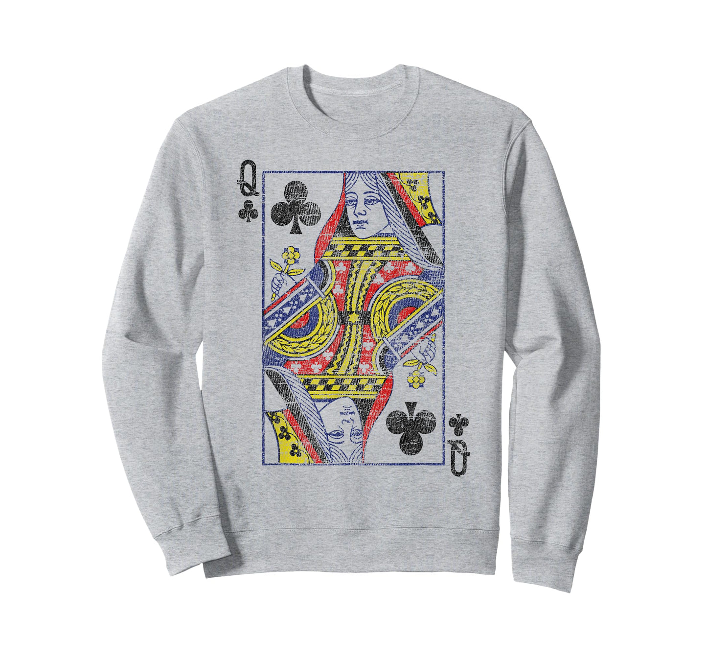 Queen of Clubs Playing Card Costume Poker Distressed T-Shirt
