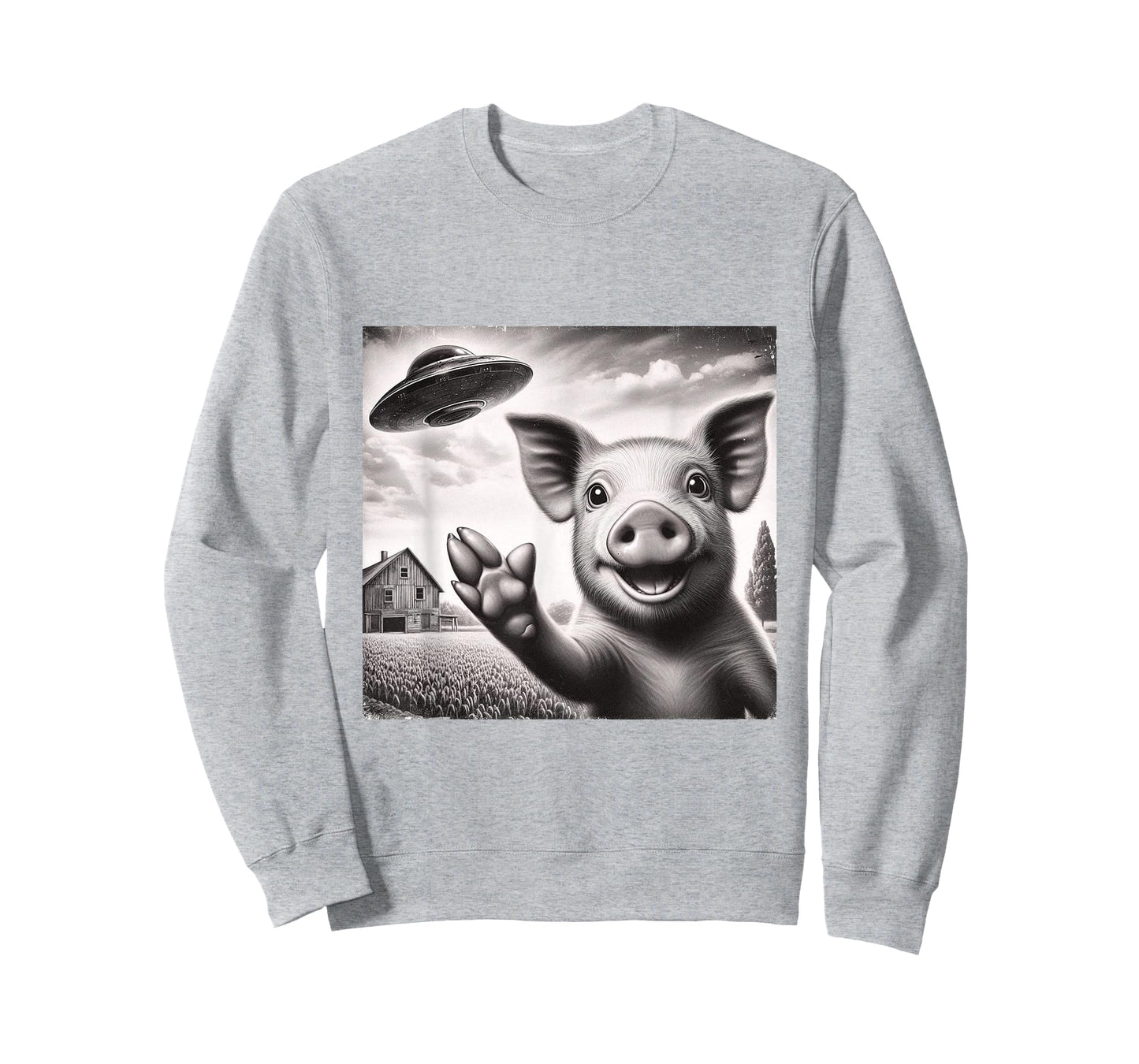 Alien Pig Selfie with UFO T-Shirt