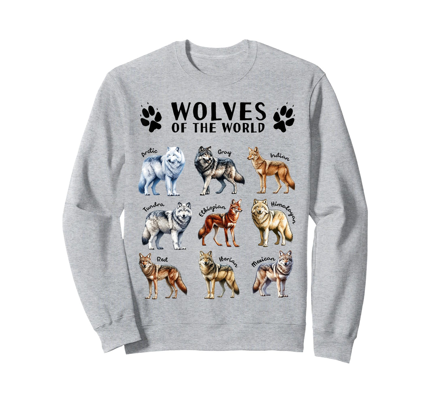 Wolves of the World Educational Collection Wolf Types Animal T-Shirt
