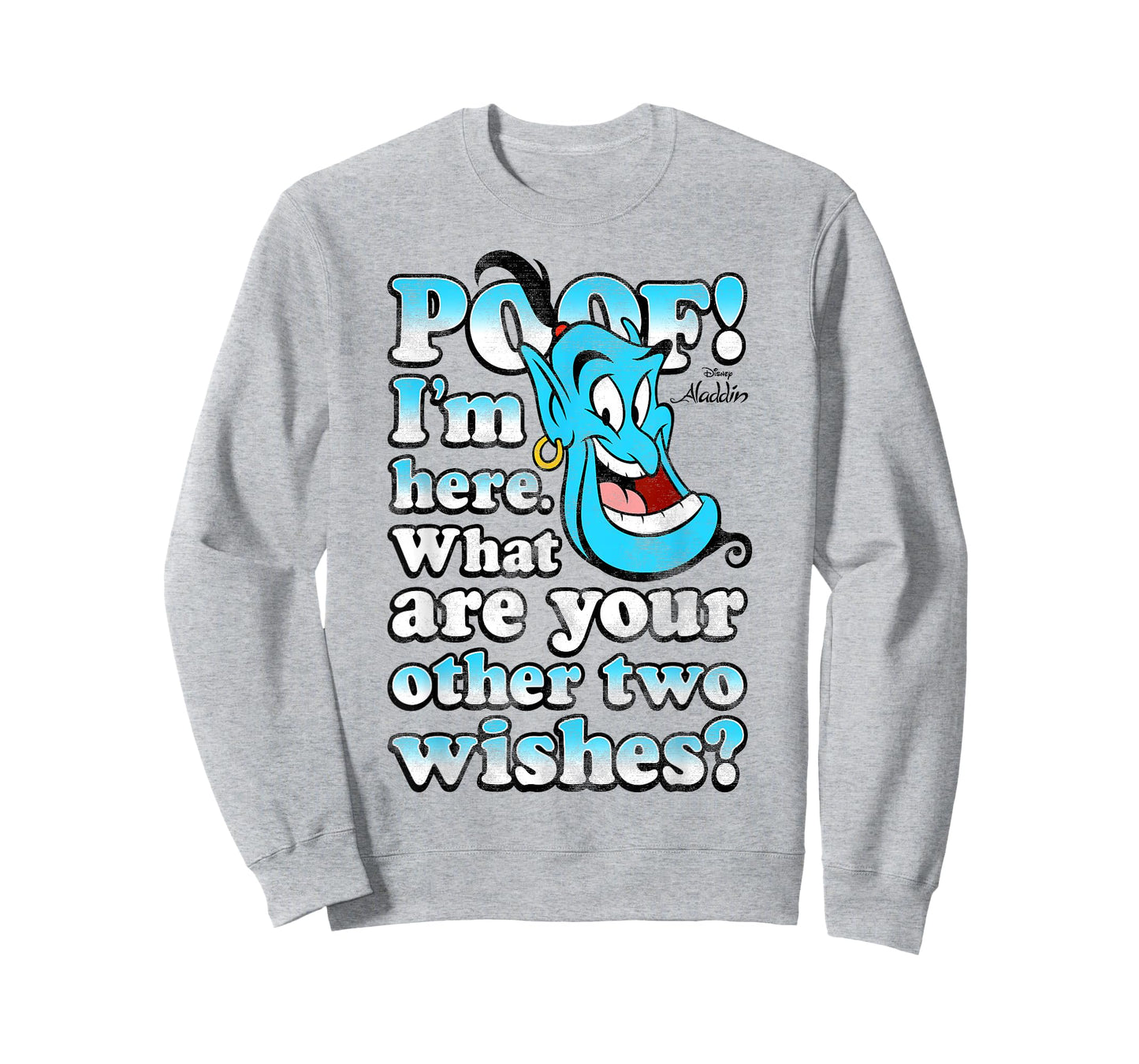 Disney Aladdin Genie Poof! 2 Wishes Gradient Text Portrait T-Shirt