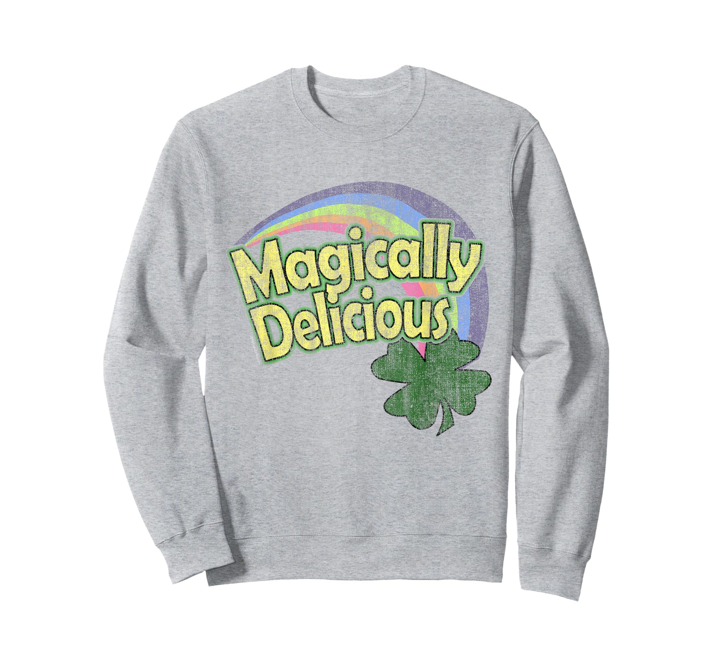 CuteComfy Magically Delicious 80s Vintage St. Patrick's Day Lucky Charm Green Retro Rainbow Short Sleeve T-Shirt - Small - Unisex-Adults