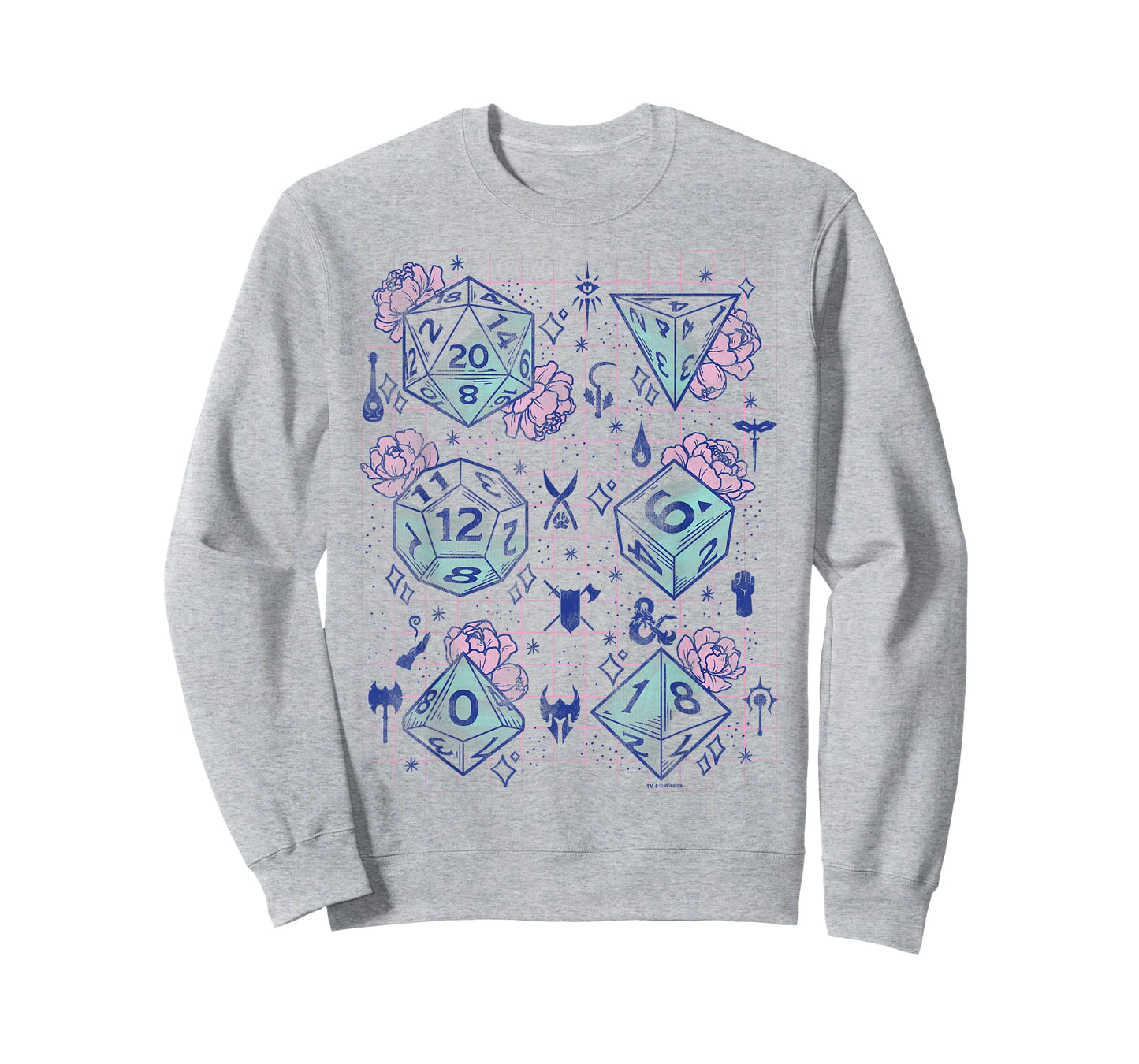 Dungeons & Dragons Floral Dice Grid T-Shirt