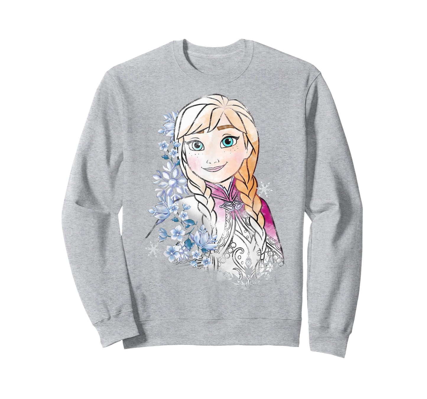 Disney Frozen Anna Illustrated Snowflake Flowers T-Shirt T-Shirt