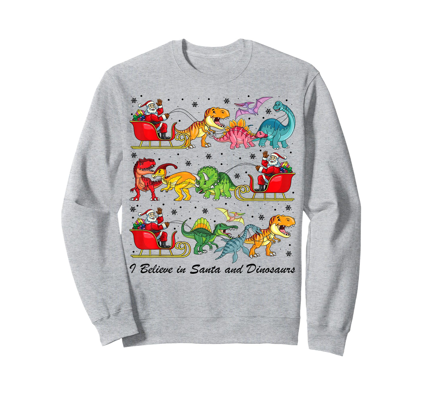 I Believe in Santa and Dinosaur Merry Christmas Boys Kids T-Shirt