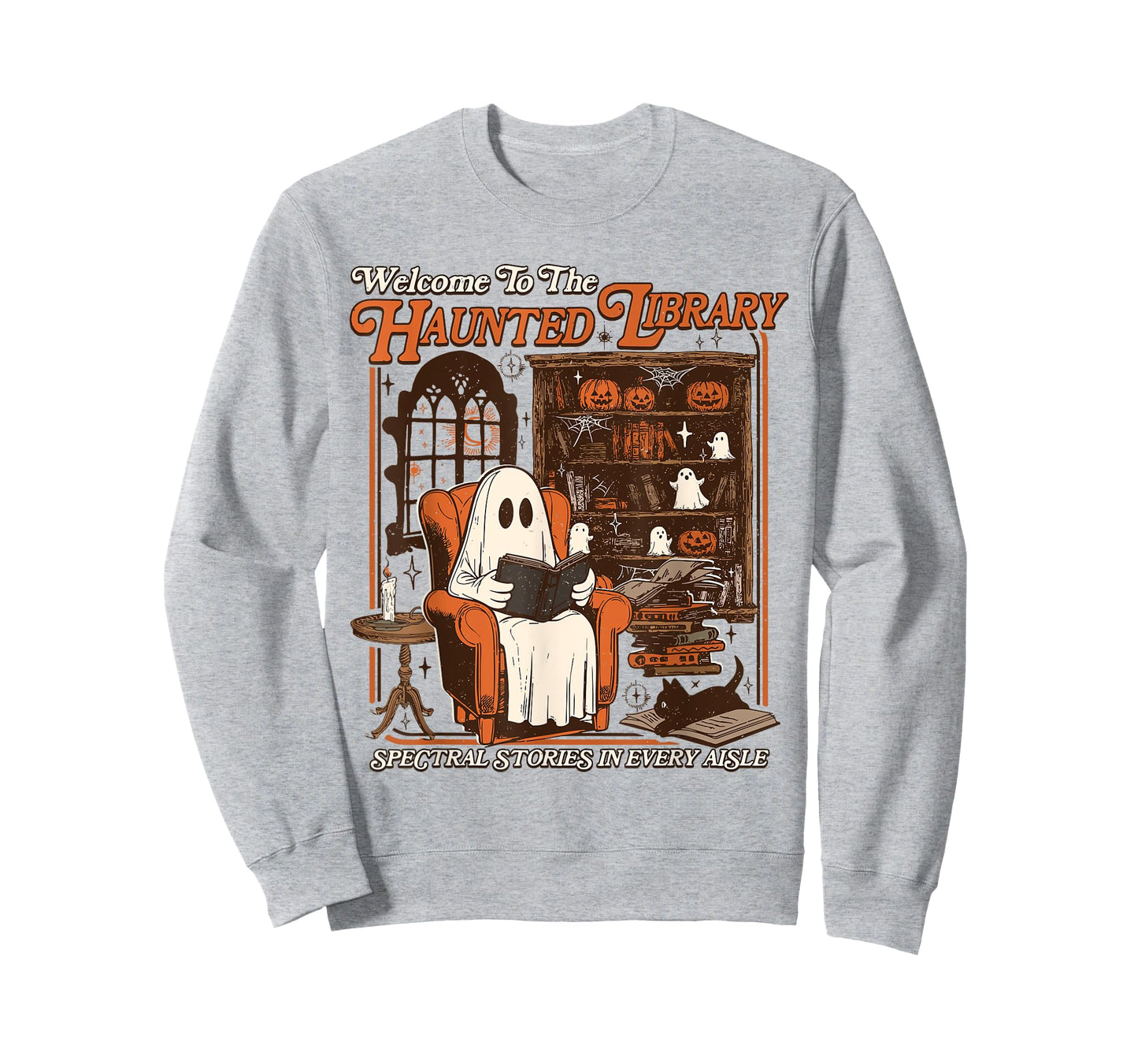 Halloween Funny Ghost Welcome To The Haunted Library T-Shirt
