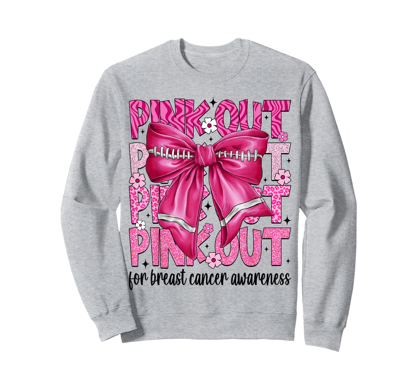 Coquette Bow Pink Out Football Team Breast Cancer Awareness T-Shirt