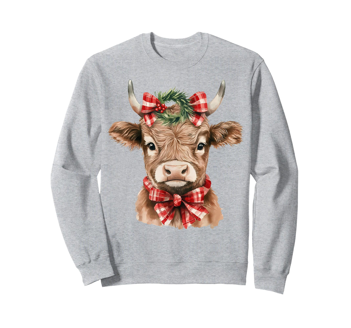 Christmas Highland Cow Cute Moo Cow Coquette Xmas Women Kids T-Shirt