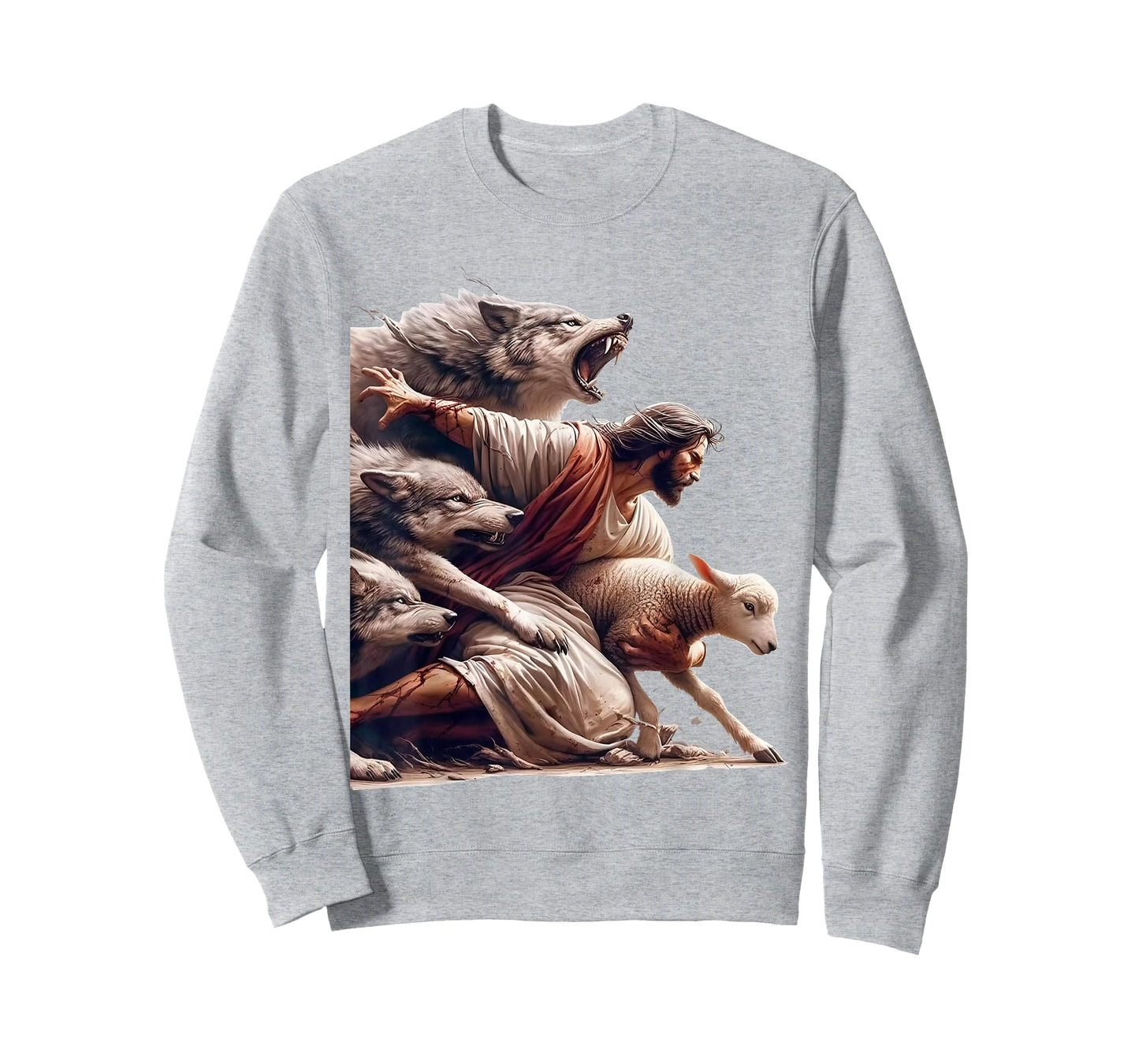 Jesus Protects The Lamb From Wolves - Christian God Jesus T-Shirt
