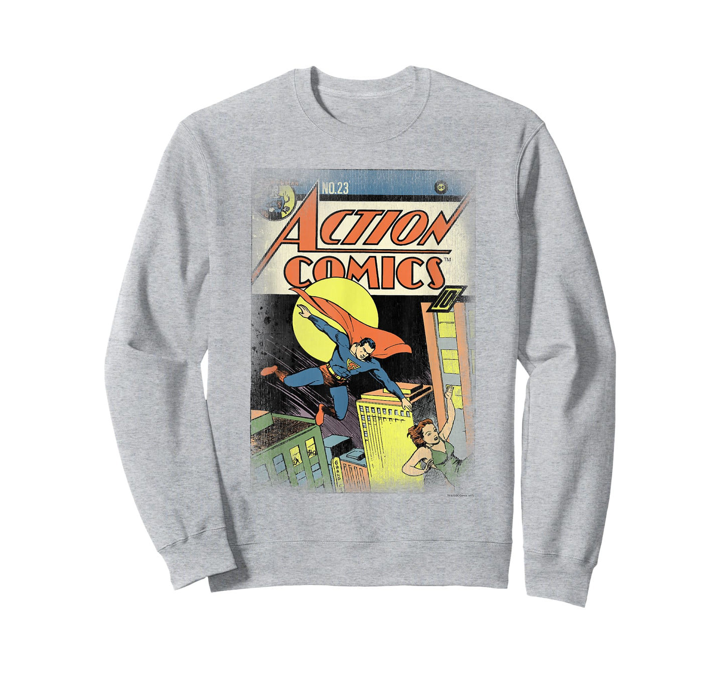 DC Comics Superman Vintage Heroes T-Shirt, Unisex-Adult, Grey, Small, Short Sleeve, Classic Fit, Cotton, Polyester