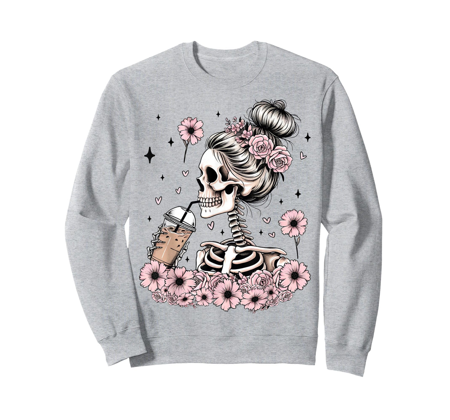 Skeleton Messy Bun Funny Costume Mom Women Halloween T-Shirt