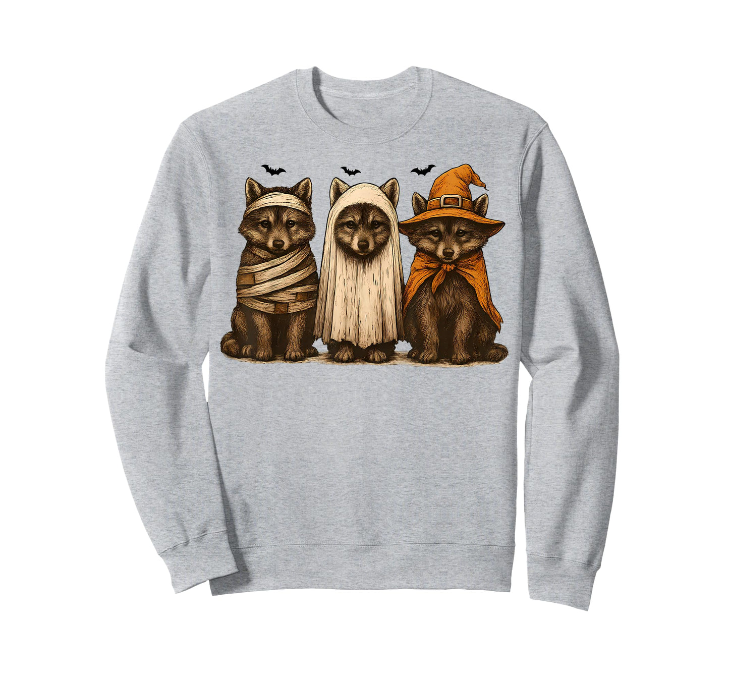 Retro Wolf Halloween Ghost Spooky Fall Vintage T-Shirt
