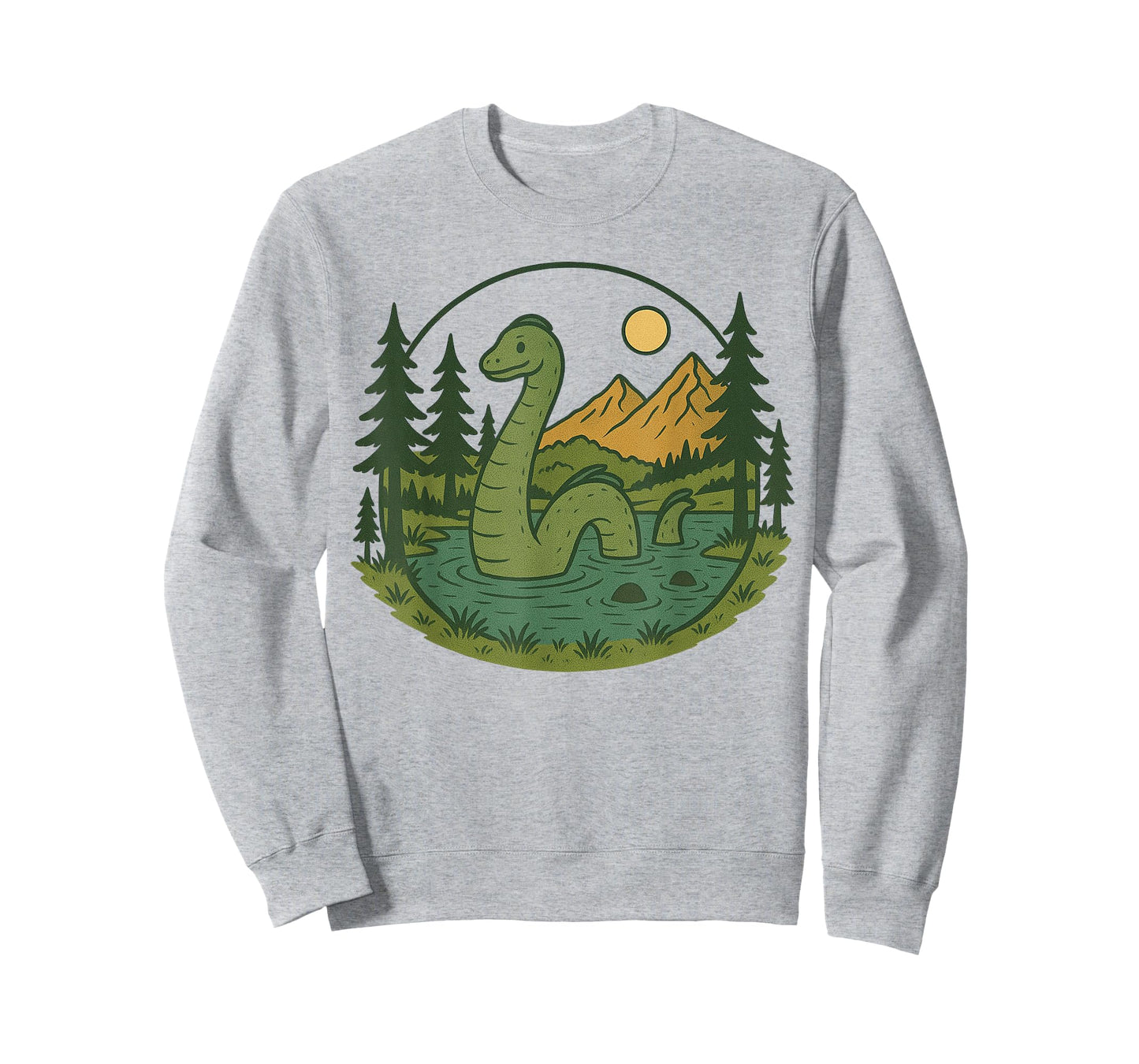 Loch Ness Monster with Trees and Mountains Vintage Nessie T-Shirt