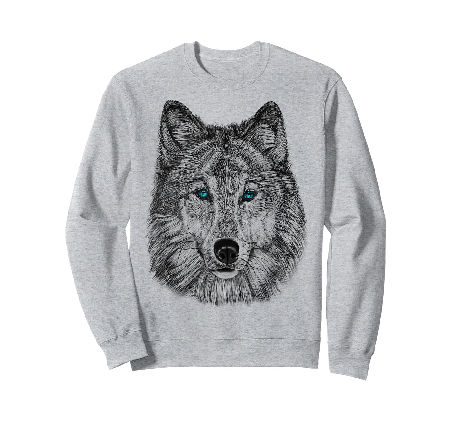 Fearless Eye of The Wolf Face Print Black and White Graphic T-Shirt