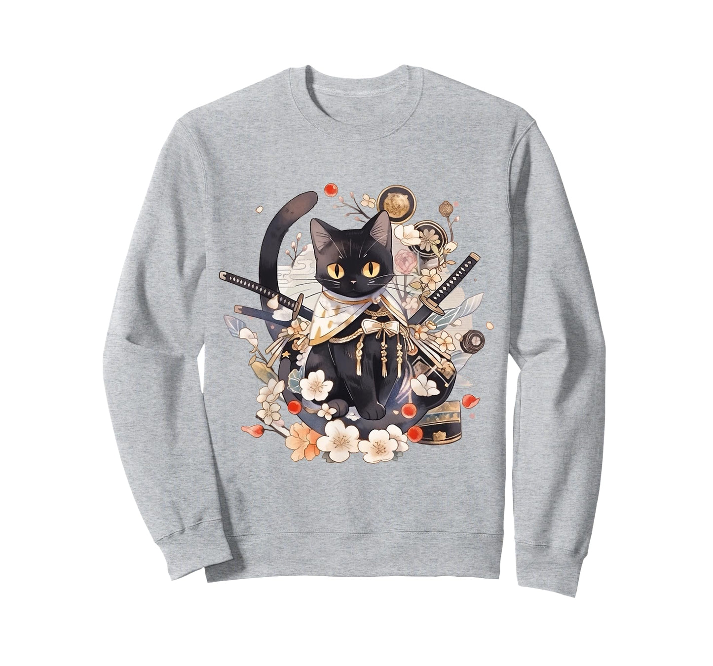Japanese Art Cat Ninja Ukiyo-e Anime Style Samurai Cat T-Shirt